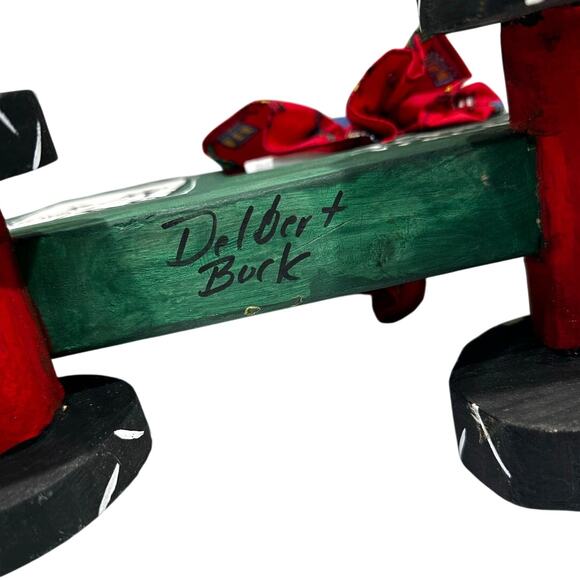 Delbert Buck Navajo Folk Art Wood Carving-Woman and John Deere Tractor-Signed - Picture 4 of 11